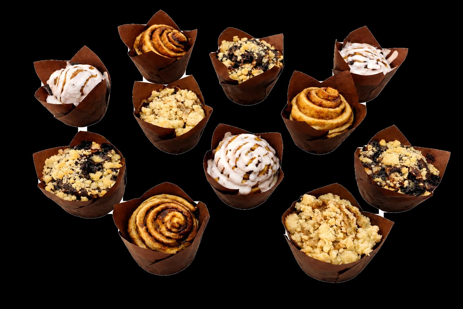 Ten assorted handmade babka muffins