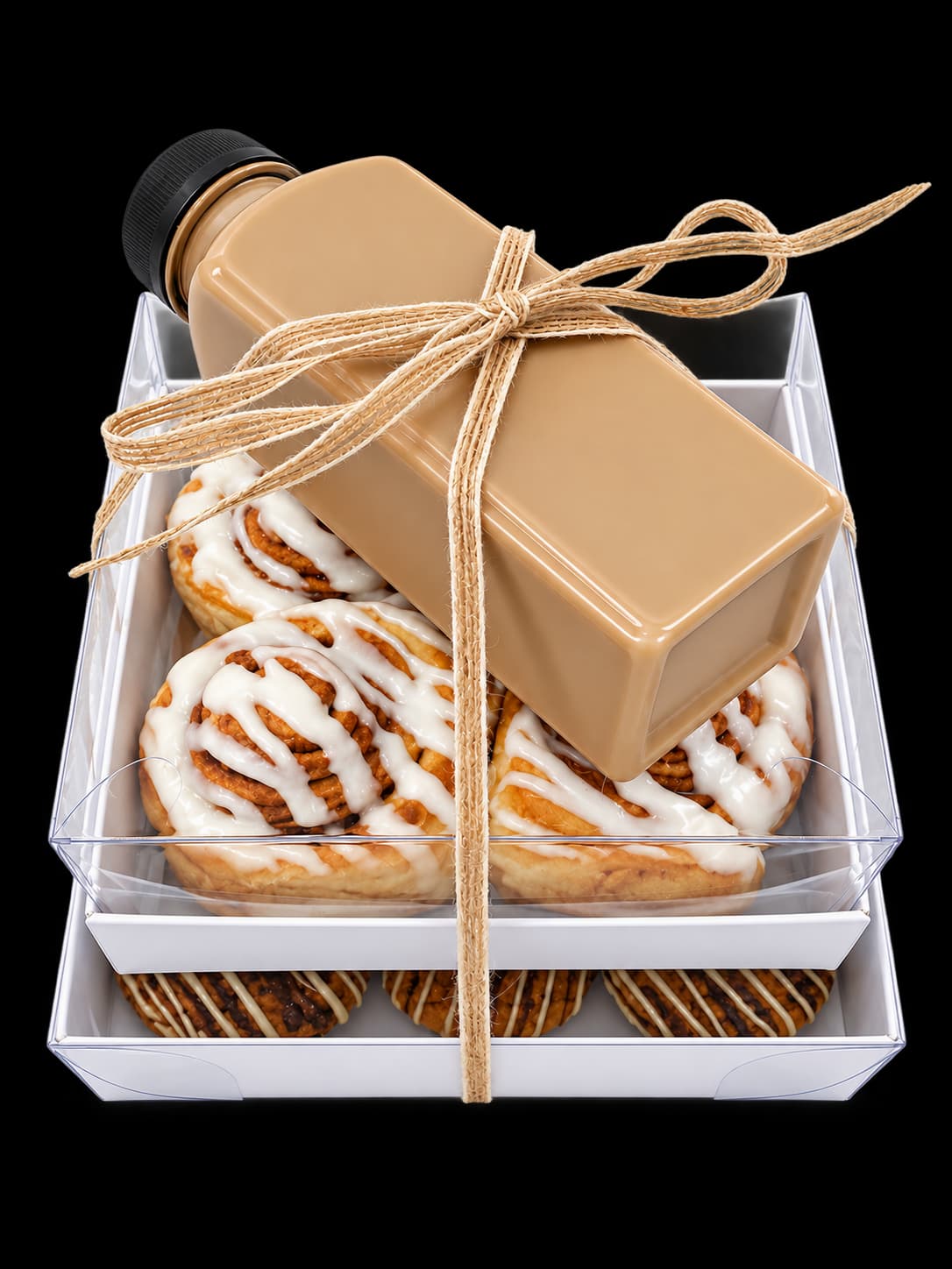 Sugar and Crumbs gift boxes with fresh bakes and iced coffee